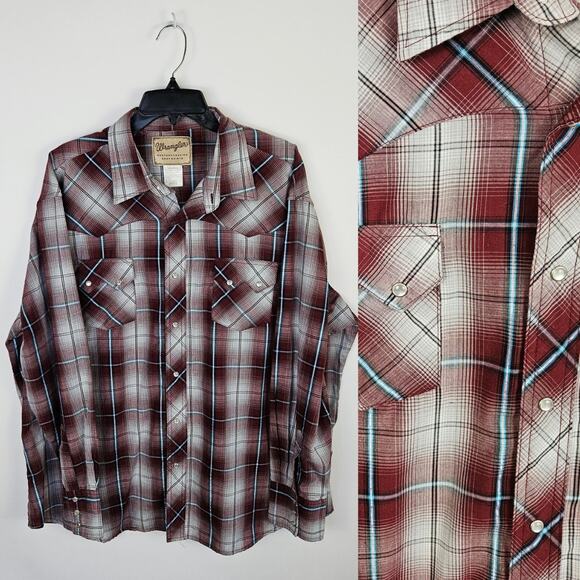 Wrangler Other - Wrangler Western Fashion Snap Shirt Mens Size XL XXL Pearl Snap Rodeo Cowboy